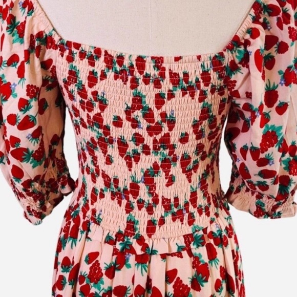 Betsey Johnson Smocked Strawberry Dress. New with no tags - Picture 2 of 6